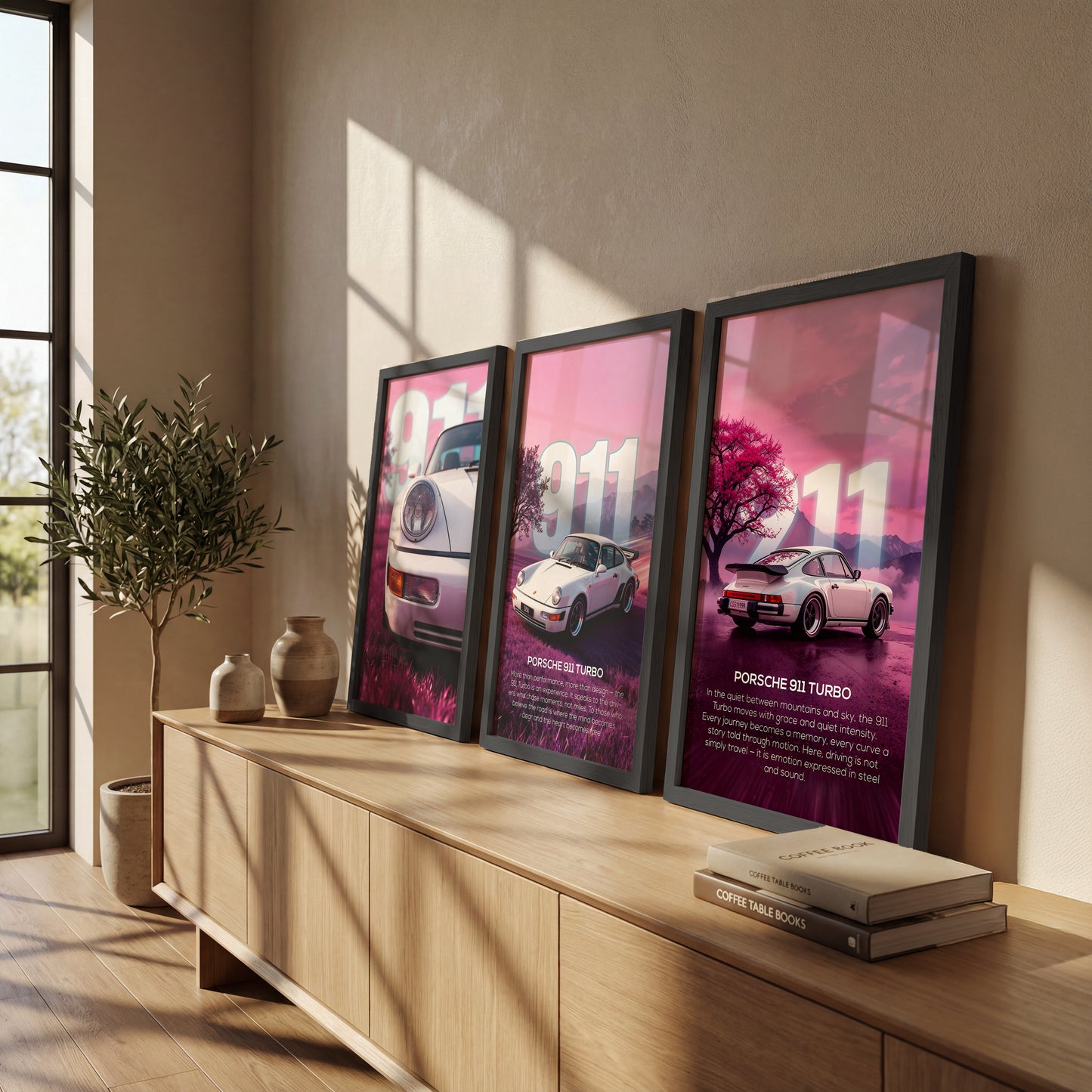 Pink Horizon 911 Wall Frame Set of 3