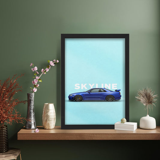 Skyline R34 Blue Wall Frame
