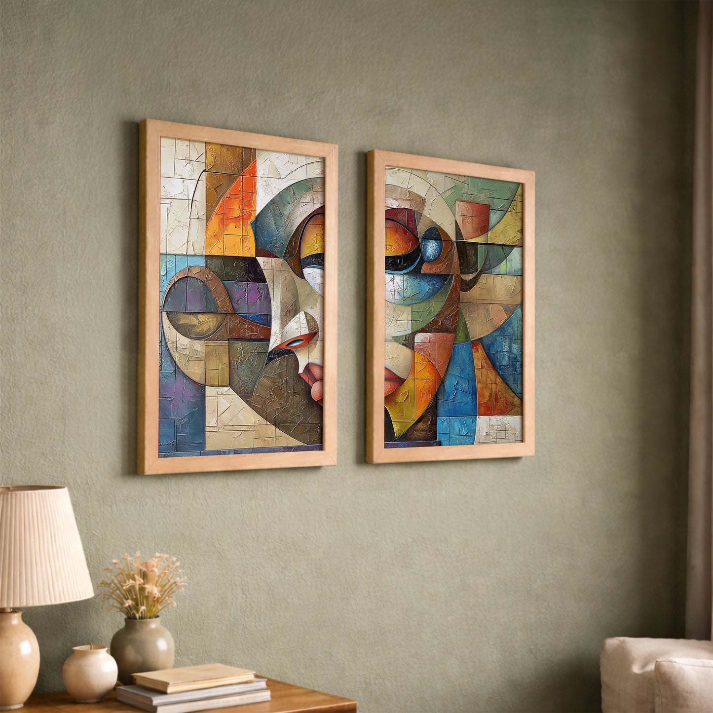 Abstract Cubist Faces Wall Art Set