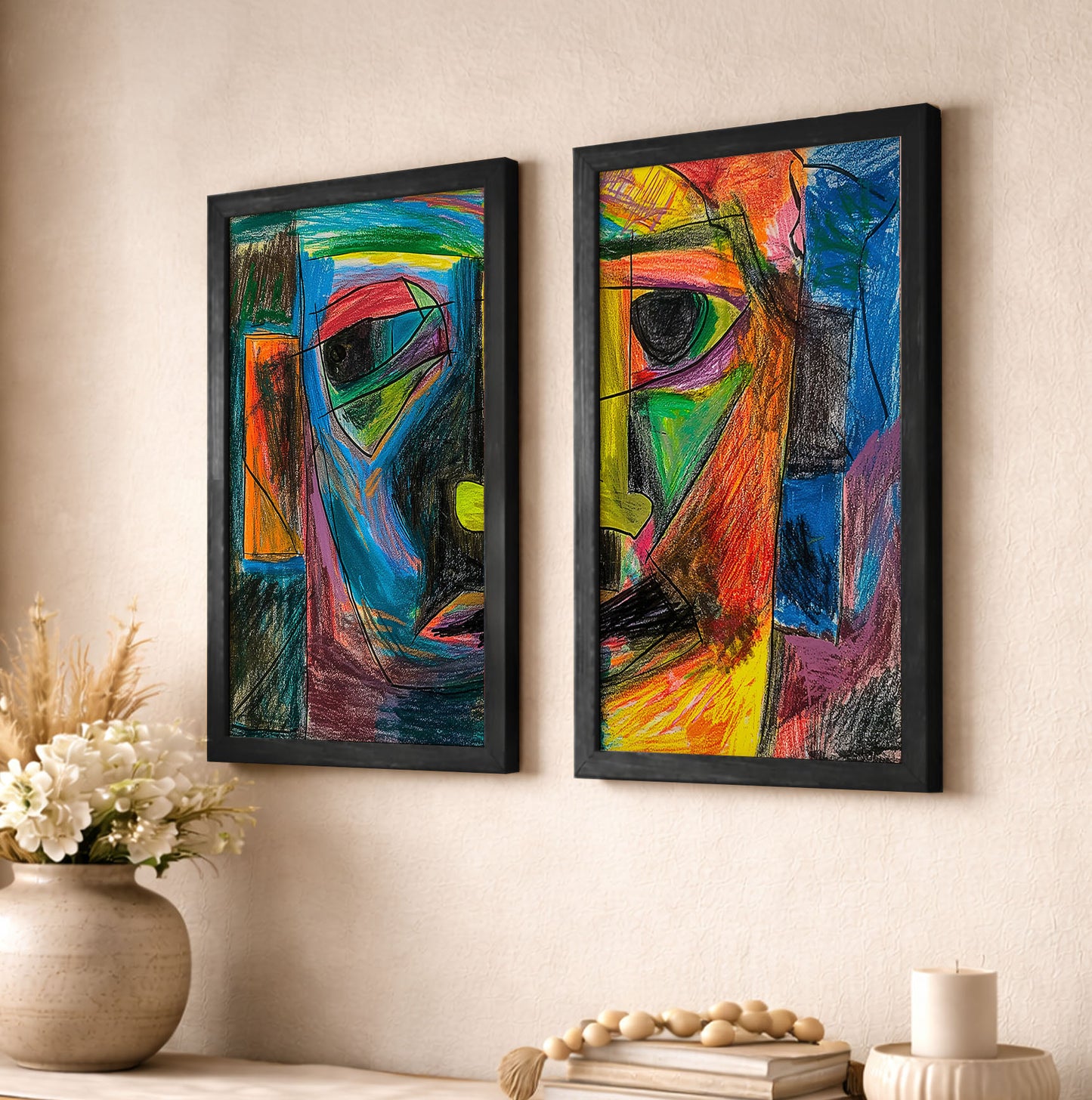Modern Cubist Face Print Set