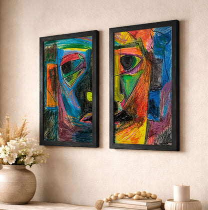 Modern Cubist Face Print Set