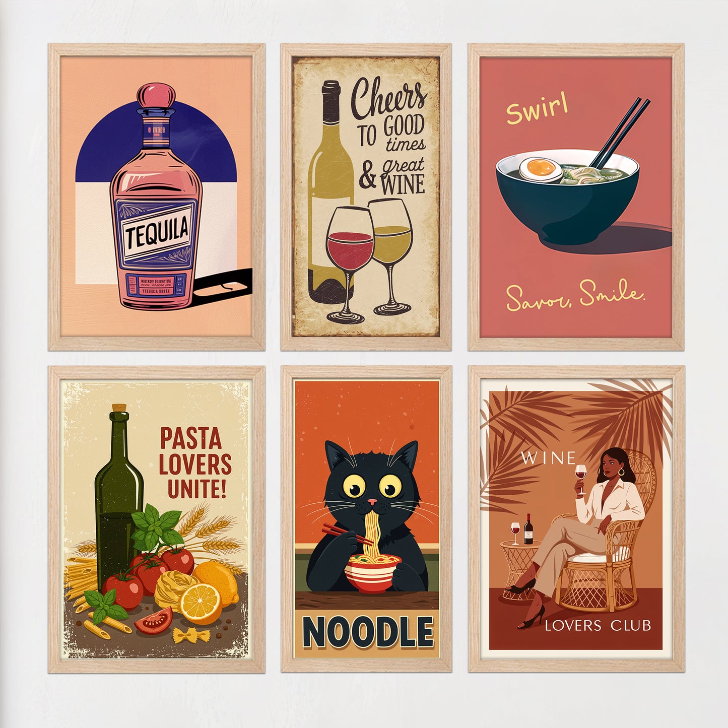 Food & Wine Wall Art Set – 6