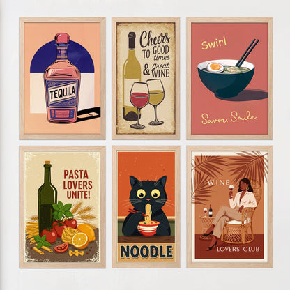 Food & Wine Wall Art Set – 6