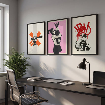 Banksy Inspired Street Art Wall Set of 3
