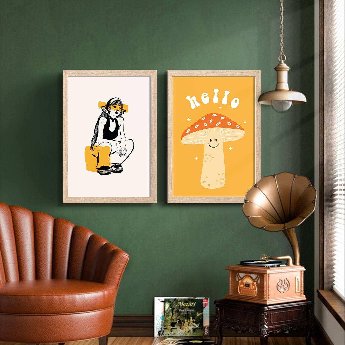 Whimsical Mushroom Framed Set
