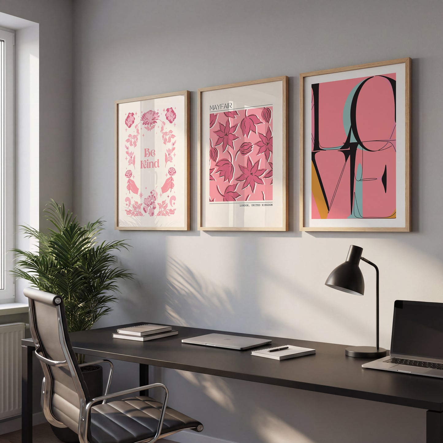 Pink Chic Wall Art Frames Set of 3
