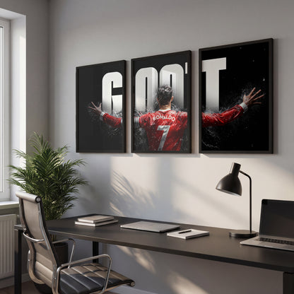 Cristiano Ronaldo GOAT Wall Art Set of 3