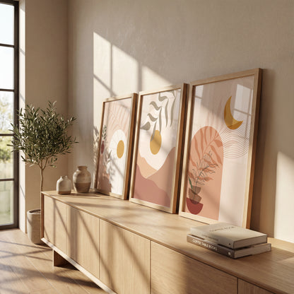 Modern Neutral Landscape Wall Frames Set of 3