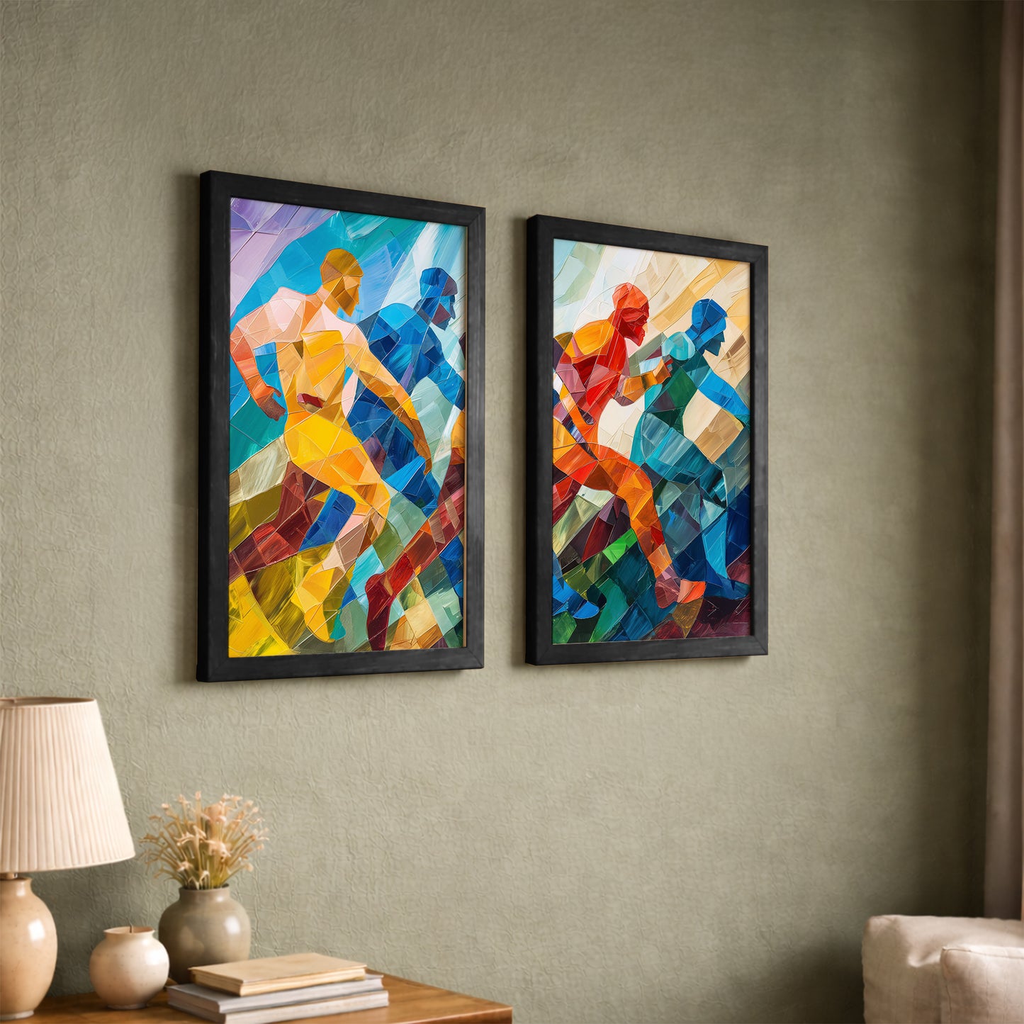 Dynamic Runner Art Poster Set of 2