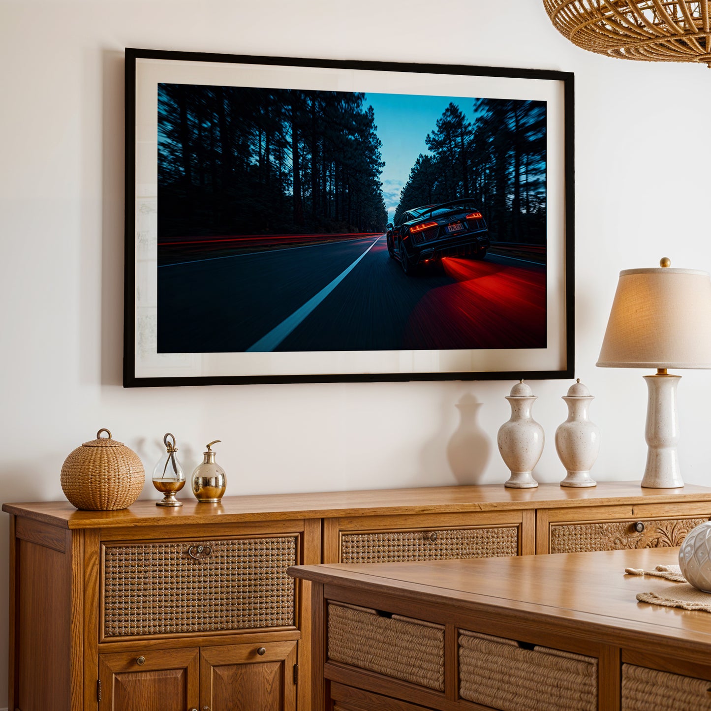 Audi R8 Midnight Forest Drive Wall Frame