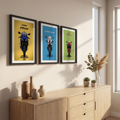 Sport Bike Wall Art Trio