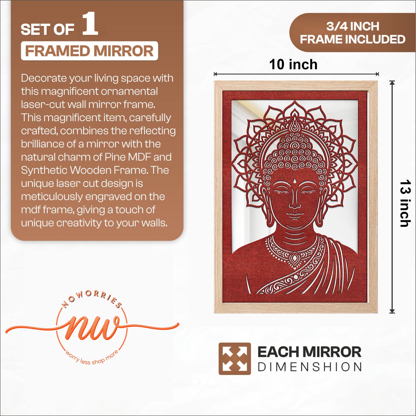 Buddha Pinewood Laser Wall Art