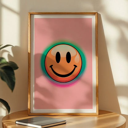 Pastel Smiley Face Aesthetic Framed Poster