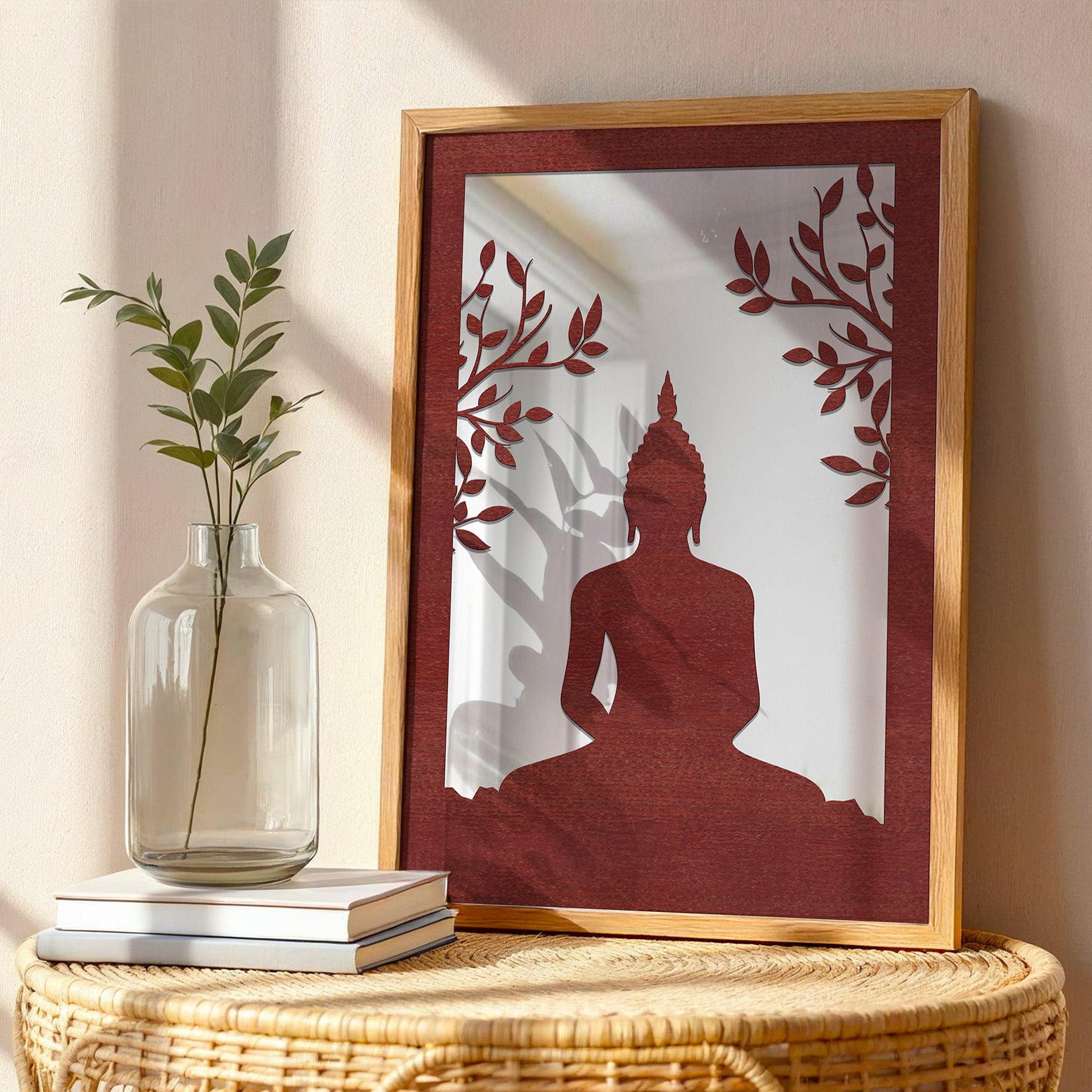 Meditating Buddha Pinewood Laser wall Art