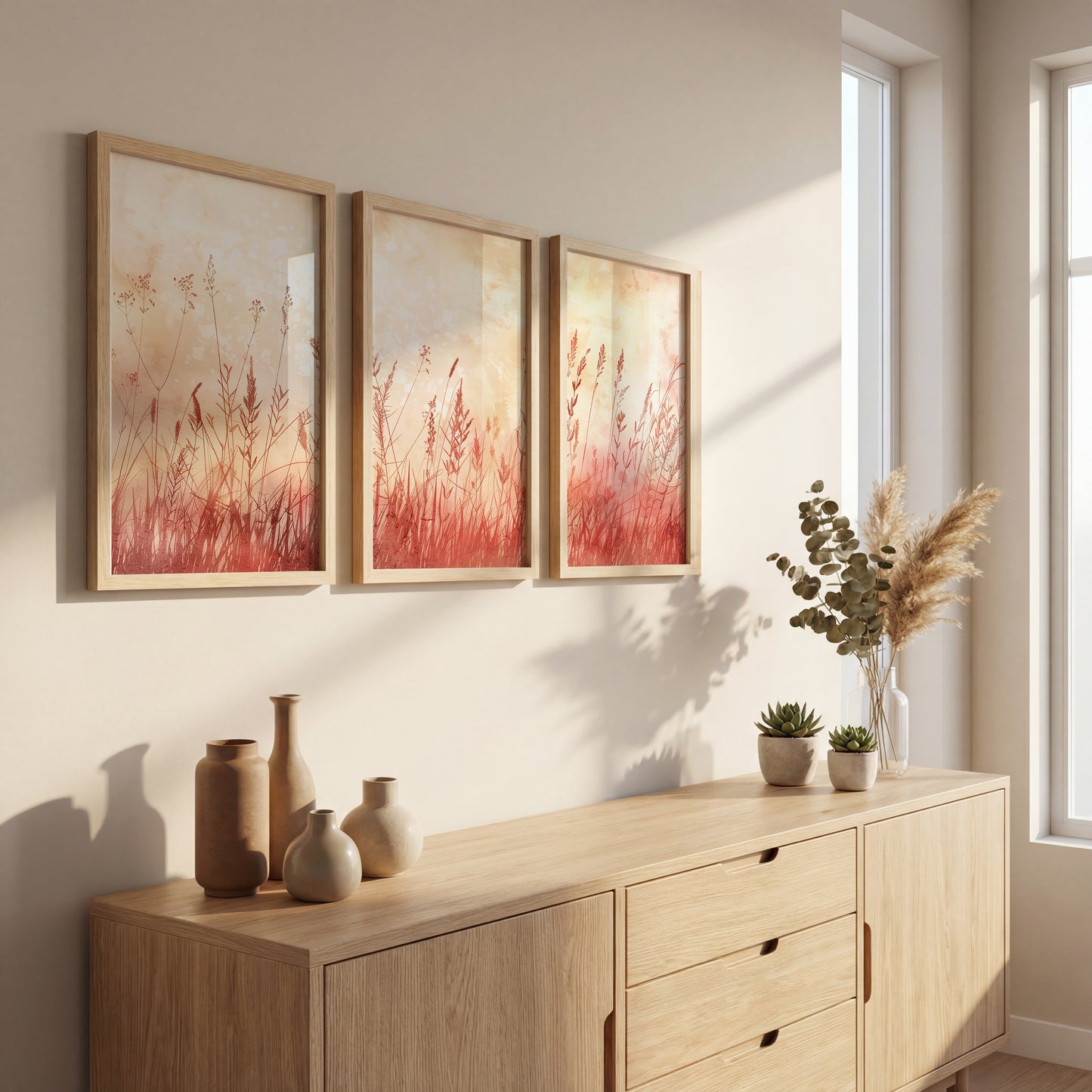 Blush Wildflower Botanical Wall Frames Set of 3