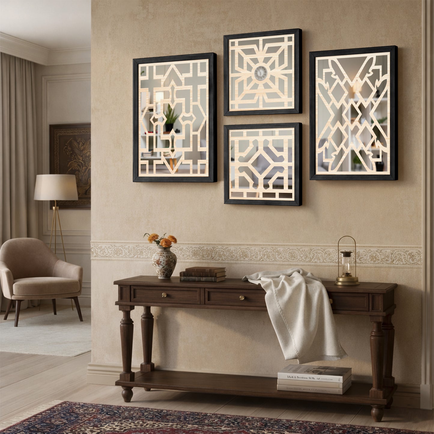 Modern Wall Mirror Set of 4