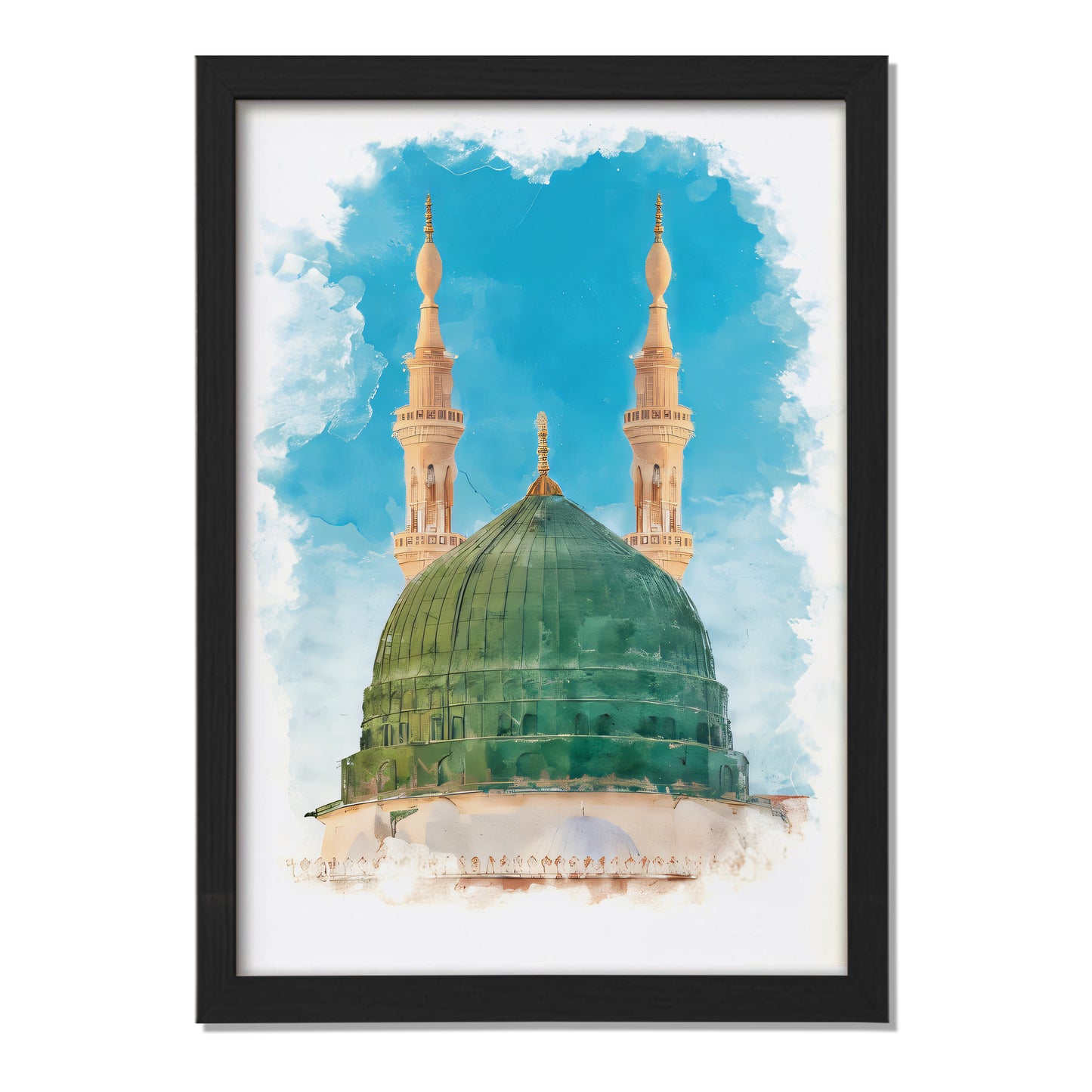 Masjid An-Nabawi Green Dome Islamic Wall Art