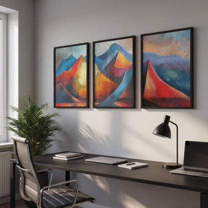 Abstract Peaks Wall Art Set of 3