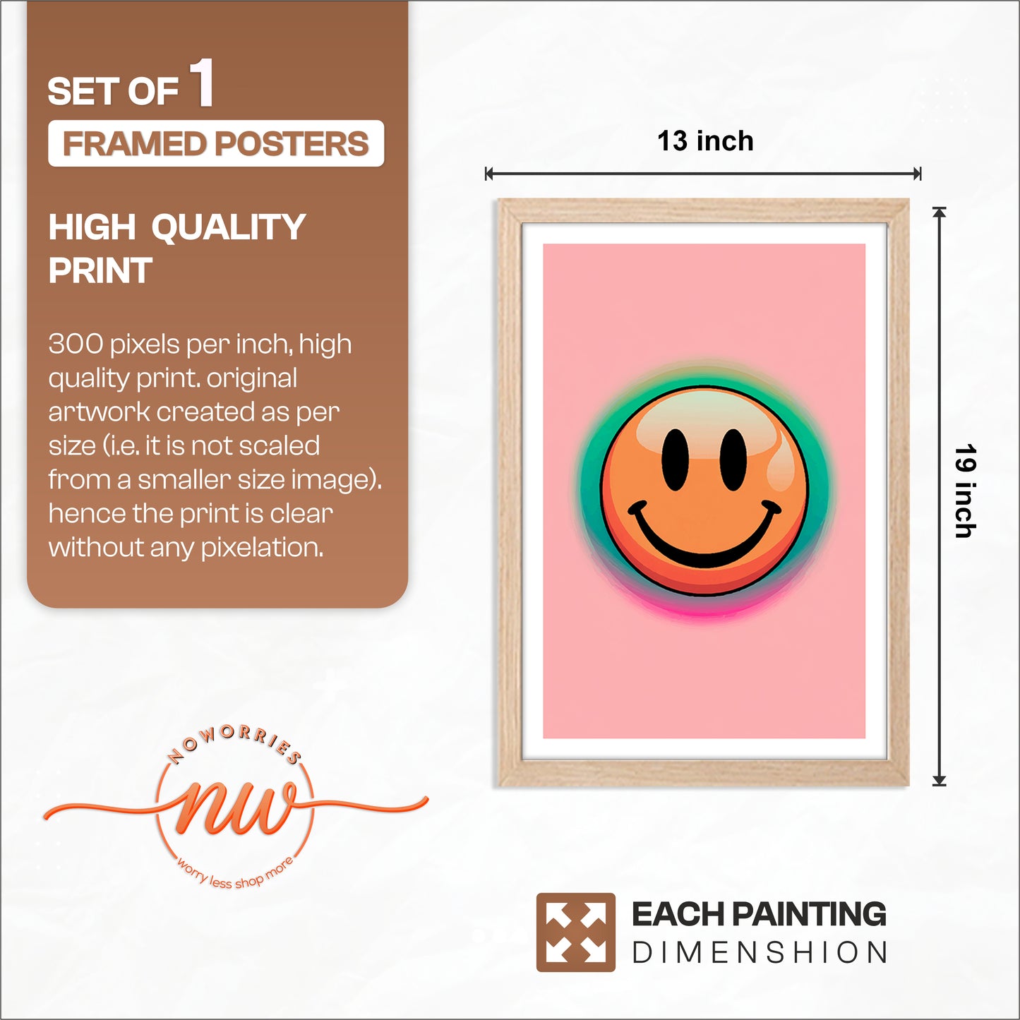 Pastel Smiley Face Aesthetic Framed Poster