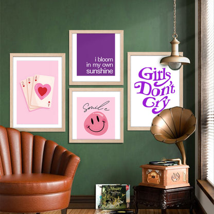 Pink Aesthetic Wall Art Set of 4