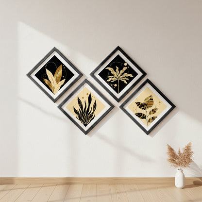 Golden Botanical Wall Frame Set of 4