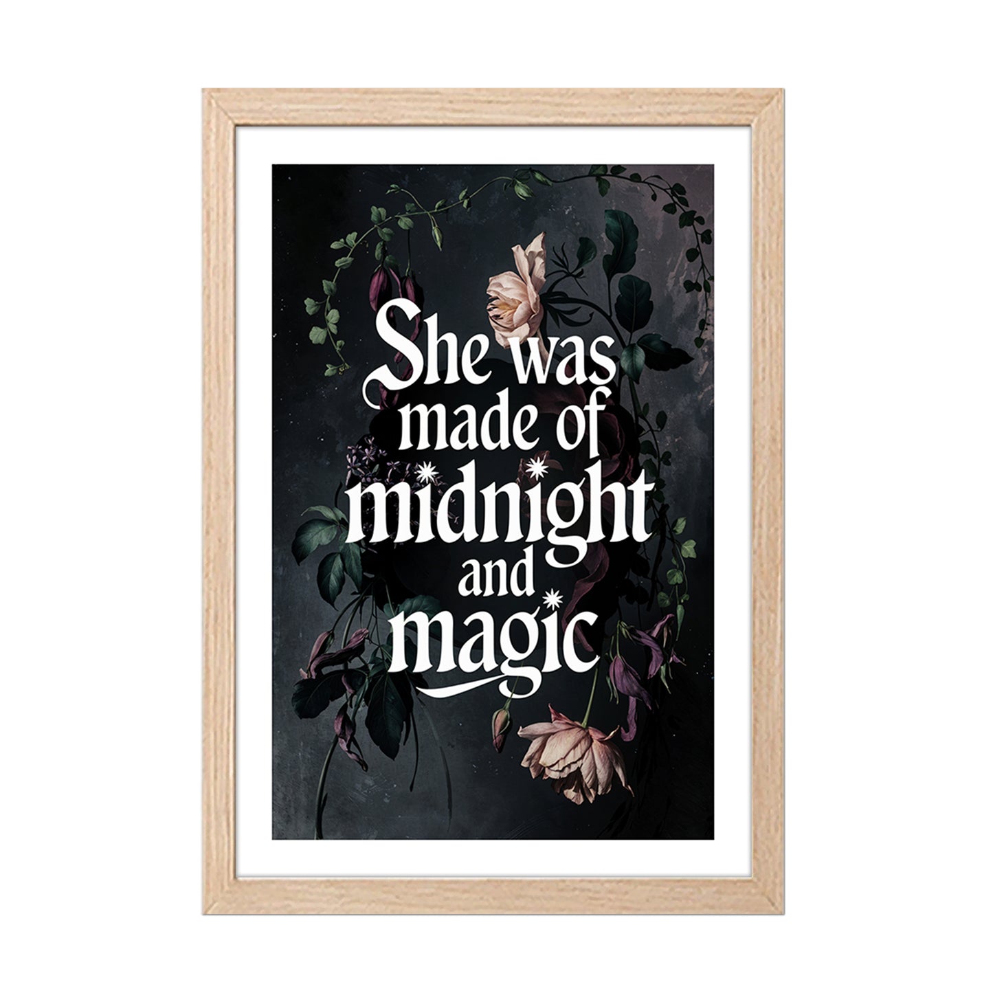 "She Was Made of Midnight and Magic" Quote Framed Print
