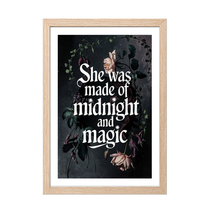 "She Was Made of Midnight and Magic" Quote Framed Print