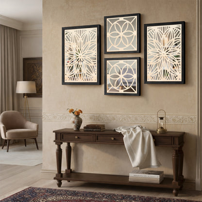 Designer Floral Mirror Panels Set of 4