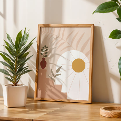 Boho Sunrise Botanical Wall Frame – Set of 1