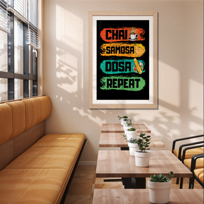 Chai Samosa Dosa Wall Frame Set of 1