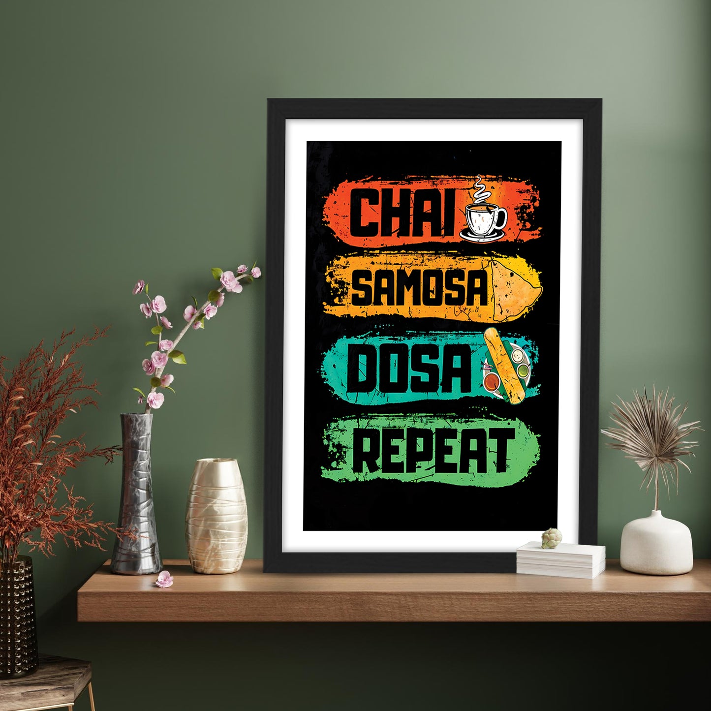 Chai Samosa Dosa Wall Frame Set of 1