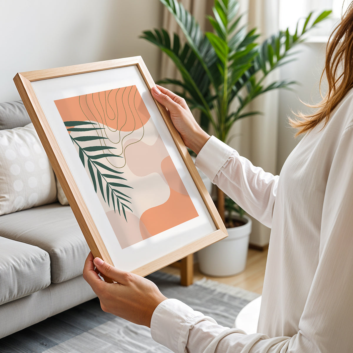 Abstract Palm Leaf Wall Frame – Set of 1