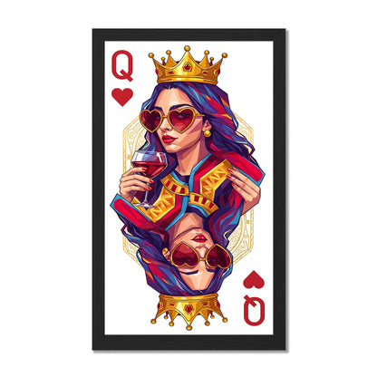 Queen Card Wine Art Wall Frame Set of 1