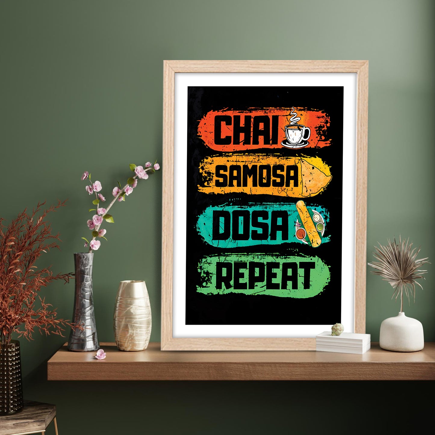 Chai Samosa Dosa Wall Frame Set of 1