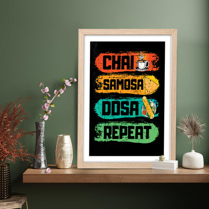 Chai Samosa Dosa Wall Frame Set of 1