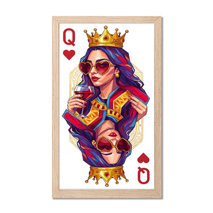 Queen Card Wine Art Wall Frame Set of 1