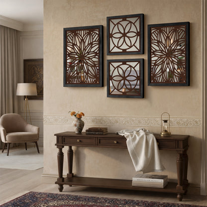 Designer Floral Mirror Panels Set of 4