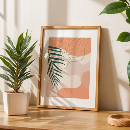 Abstract Palm Leaf Wall Frame – Set of 1