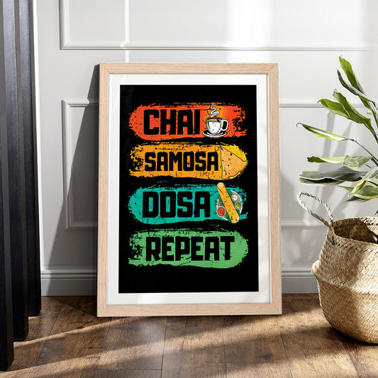 Chai Samosa Dosa Wall Frame Set of 1
