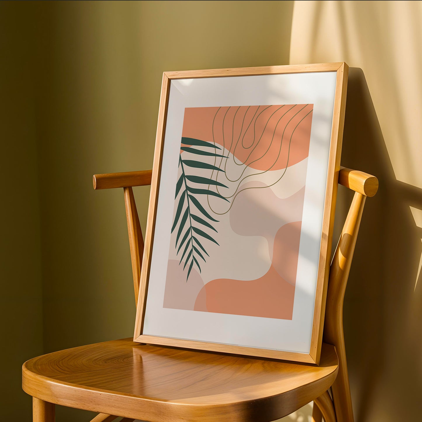 Abstract Palm Leaf Wall Frame – Set of 1