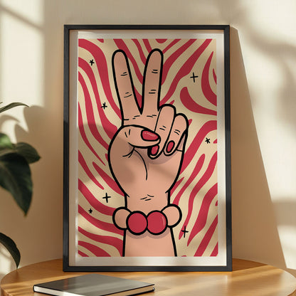 Peace Sign Pop Art Framed Wall Poster