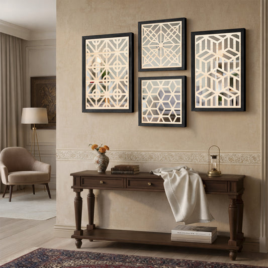 Modern Geometric Mirror Set of 4