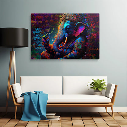 Lord Ganesh Sanskrit Mantras Wall Canvas