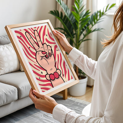 Peace Sign Pop Art Framed Wall Poster