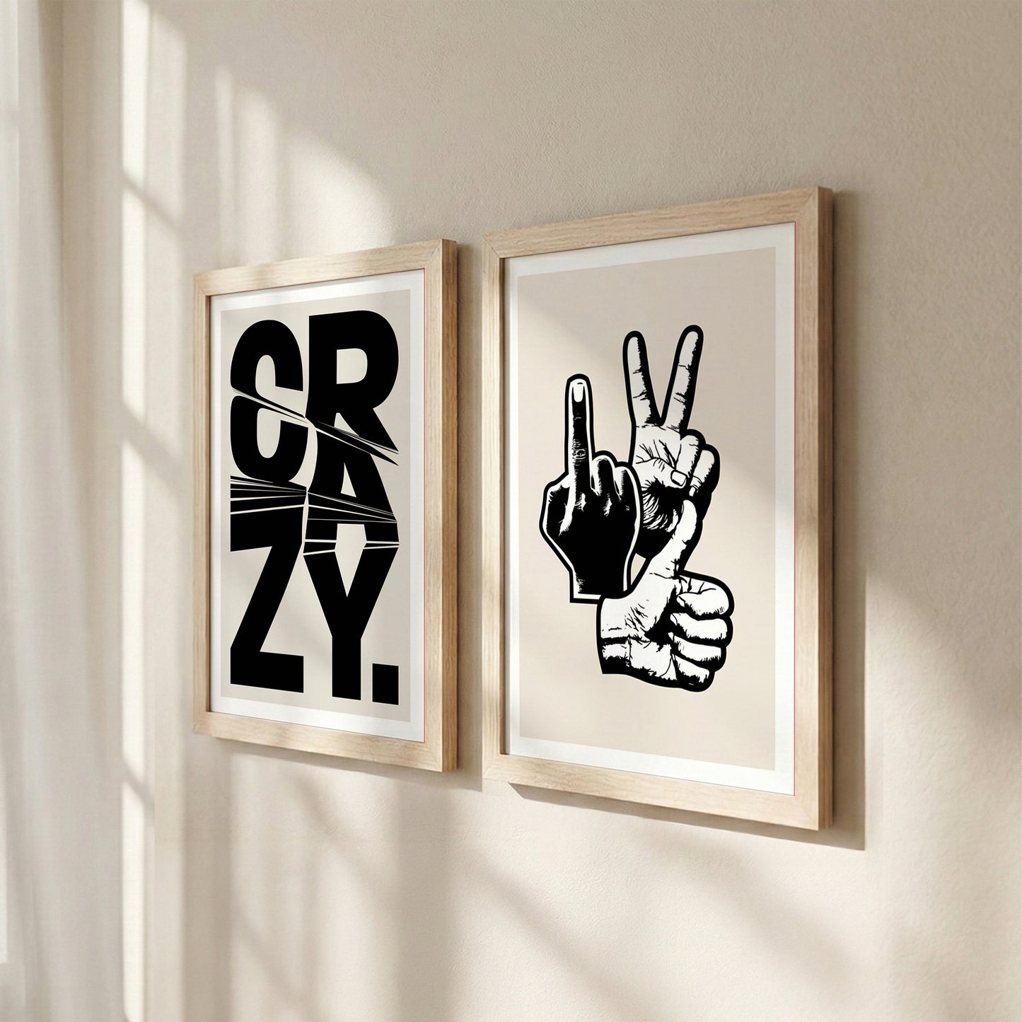 Crazy Hand Gesture Contemporary Wall Art Set of 2