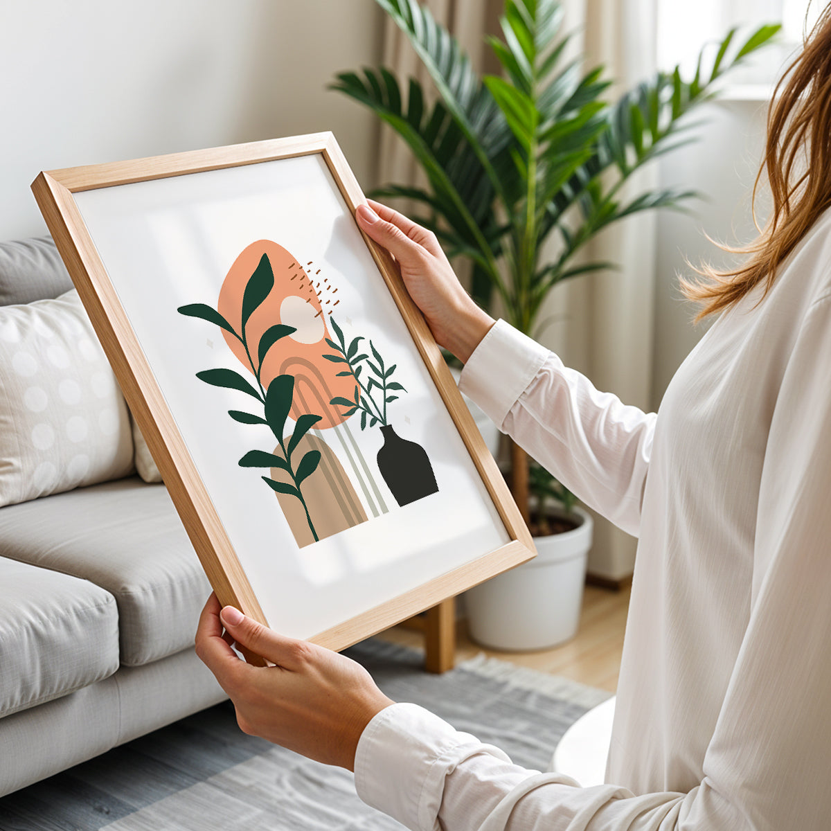 Boho Botanical Vase Wall Frame – Set of 1