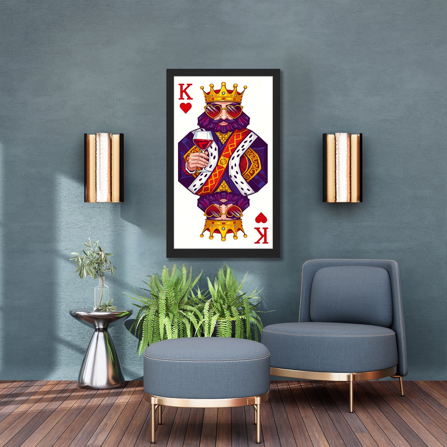 King Playing Card Wall Frame Set of 1