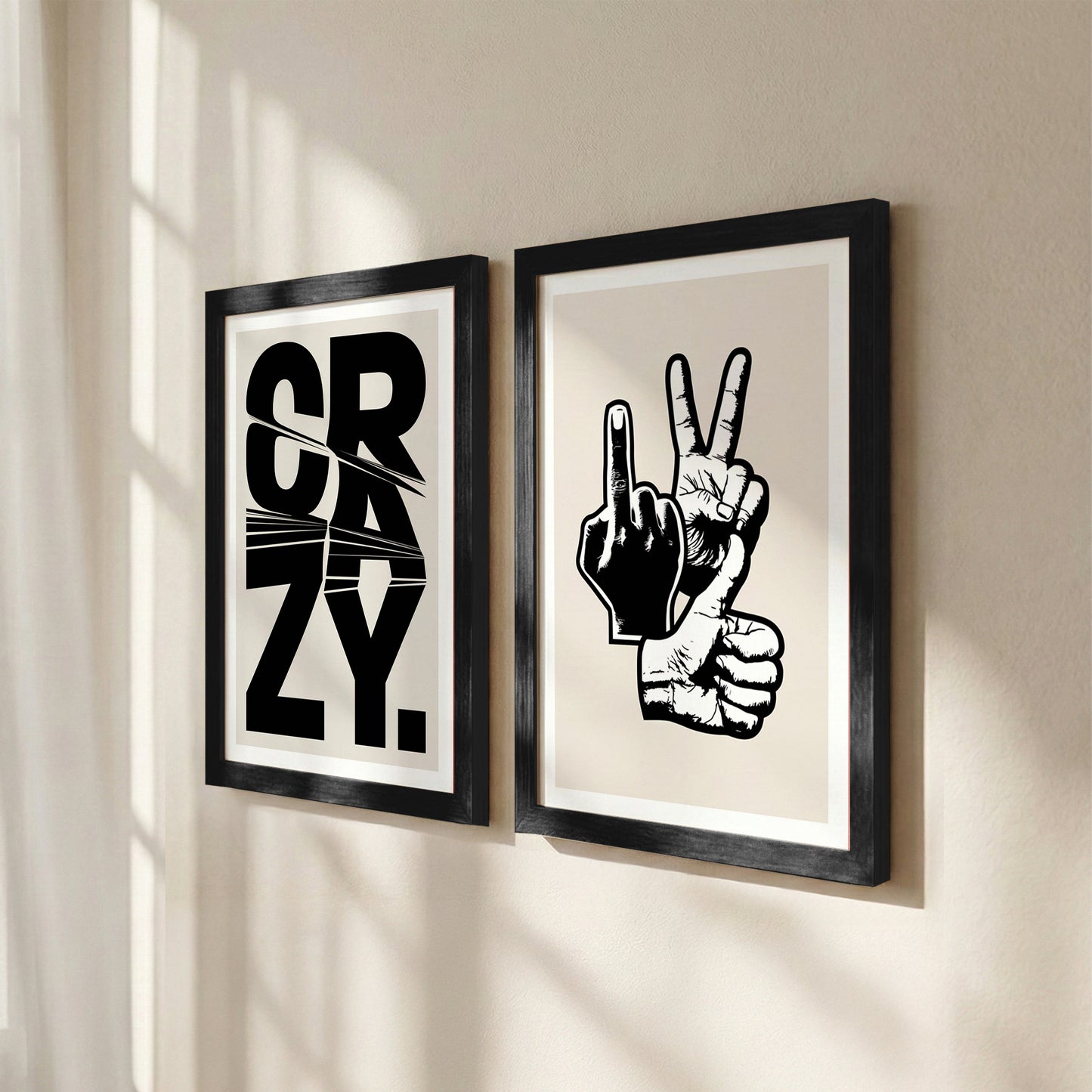 Crazy Hand Gesture Contemporary Wall Art Set of 2