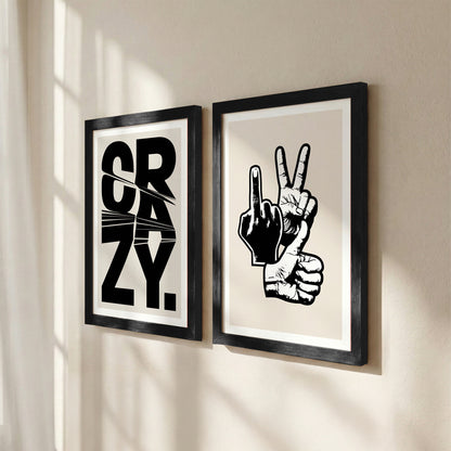 Crazy Hand Gesture Contemporary Wall Art Set of 2