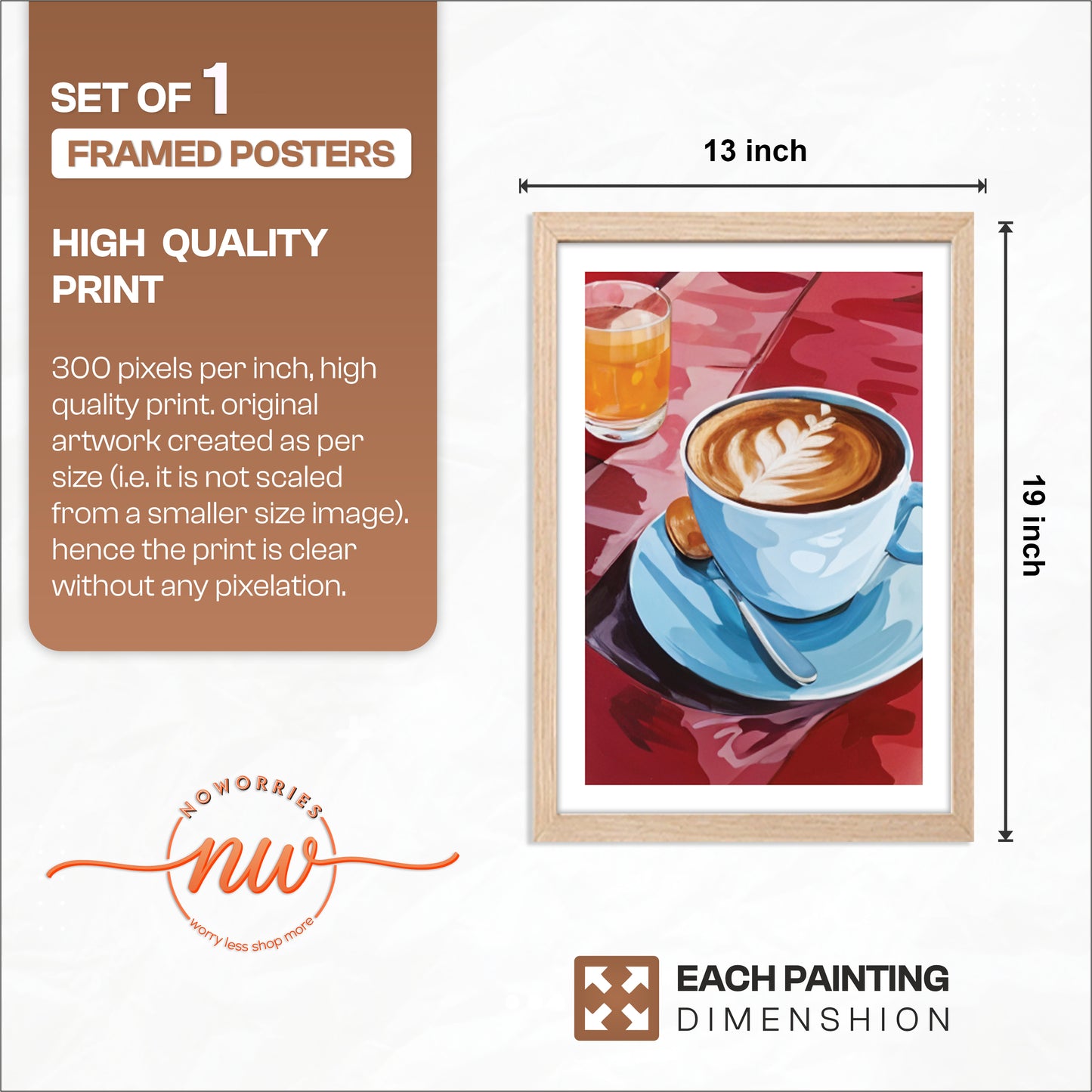 Morning Coffee Art Framed Poster Set of 1
